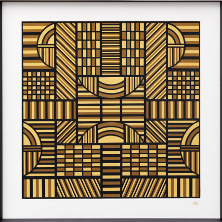 XYBÊ, MIRAKH 50x50, oeuvre sous verre, cadre aluminium fin noir